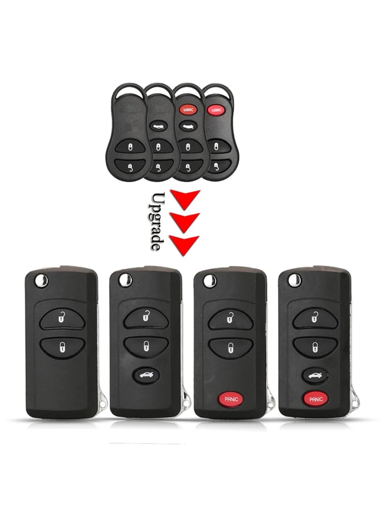 Jingyuqin – porte-clés télécommande 2/3/4 boutons, pliable, pour Chrysler, Dodge, Stratus, Ram, Durango, Dakota, Jeep Grand Cherokee