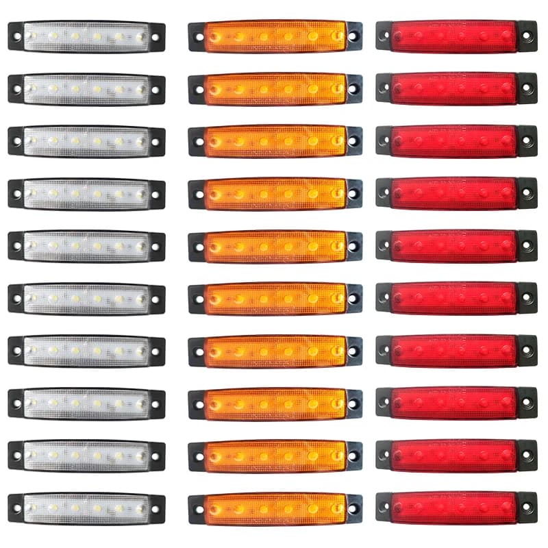 10 pièces camion remorque côté marqueur indicateurs lumière voiture Signal frein arrière avertissement feu arrière LED 12V 24V avertissement lampe blanc jaune
