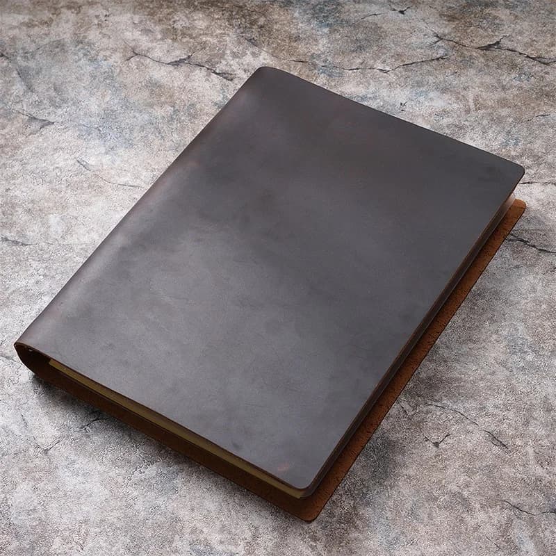 Grand carnet A4 en cuir de vache, couverture pour carnet de croquis, bureau rétro, feuilles mobiles, cadeau doublé, Journal vierge