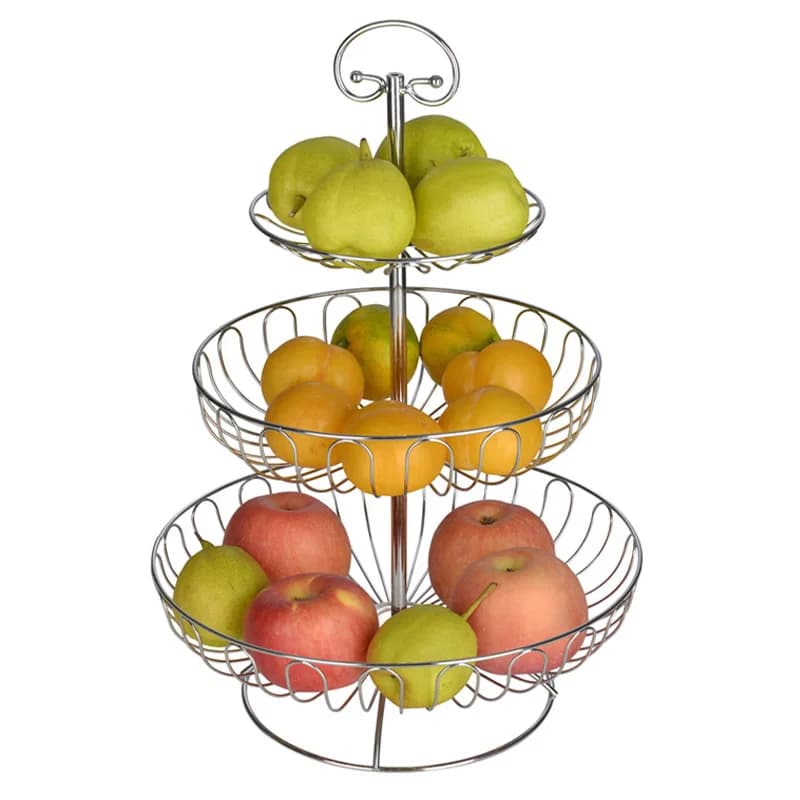 Panier à fruits à 3 niveaux, rangement en fer, plat à fruits, bol de cuisine pour la maison, support à gâteaux en métal détachable, support décoratif pour desserts, organisateur