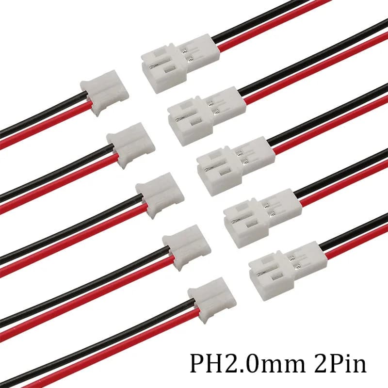 Connecteurs de fil JST PH2.0 à 2 broches, 5 paires, pas de 2.0mm, JST 2P, prise Micro mâle, Jack femelle, adaptateur de câble électrique à monter soi-même, 10/15/ 20CM