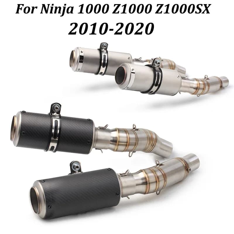 Pour Ninja 1000 Z1000 Z1000SX 2010-2020 tuyau d'échappement de moto de Motocross tuyau moyen sans lacet 51mm silencieux en Fiber de carbone