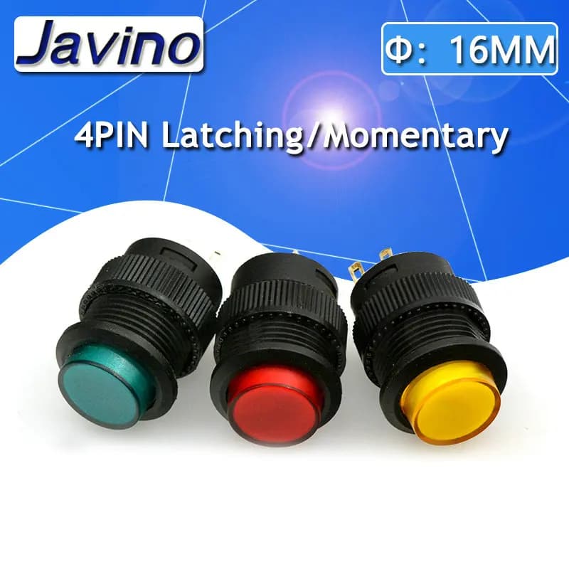 2/10/20 pièces circulaire auto-verrouillage 16MM verrouillage/interrupteur à bouton-poussoir momentané avec éclairage LED 4 broches R16-503