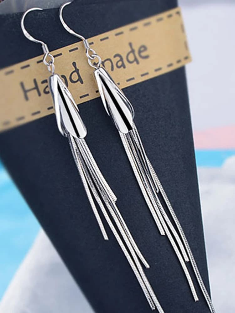 ZDADAN – boucles d'oreilles longues à pampilles en argent Sterling 925 pour femmes, bijoux de mariage, cadeaux