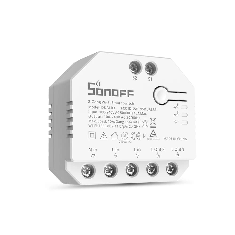 Module relais double SONOFF DUALR3 / DUALR3 Lite 2 voies, interrupteur intelligent Wi-Fi MINI DIY avec mesure de puissance, contrôle via eWeLink, Alexa, Google