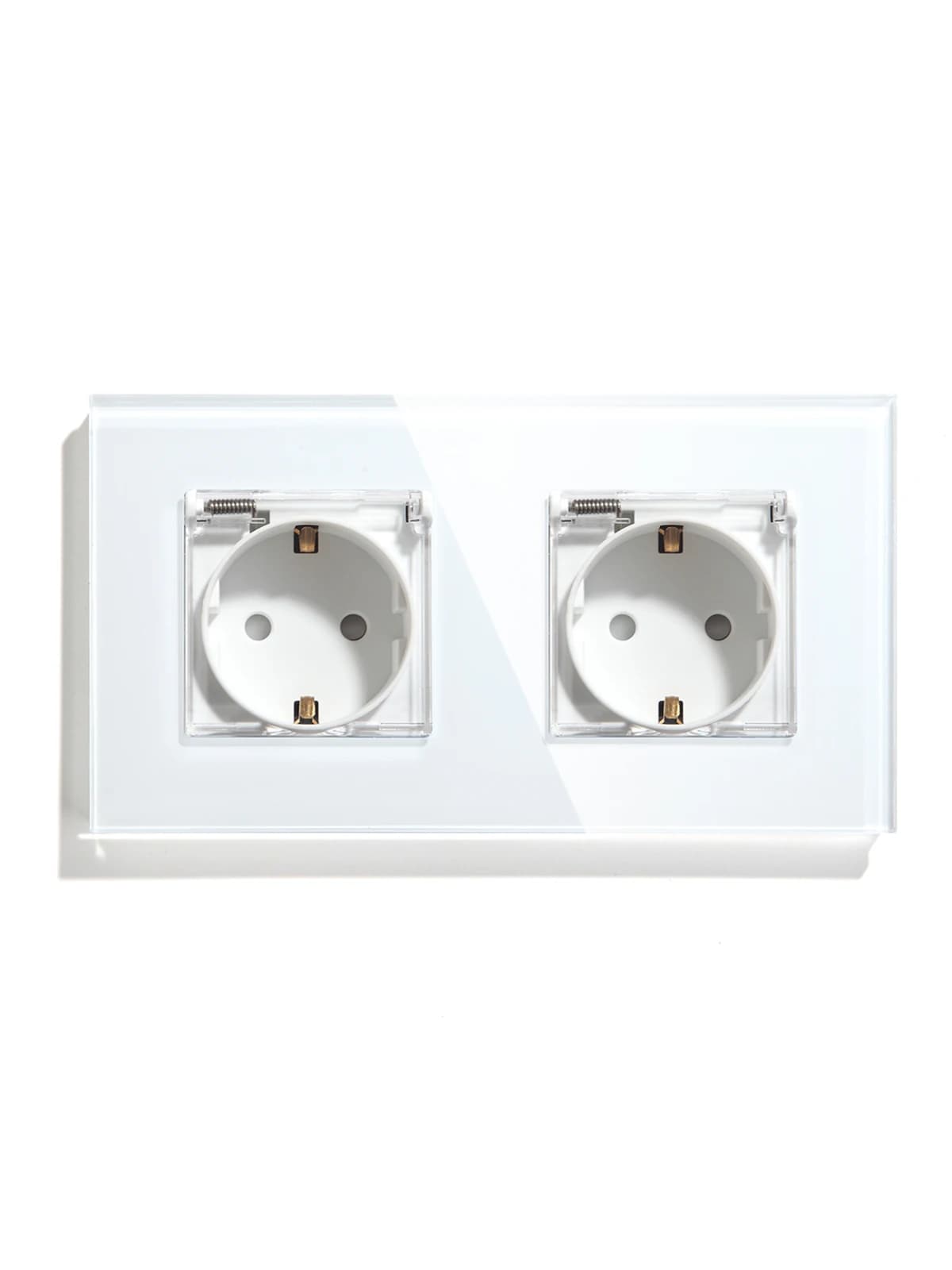 BSEED-Prise murale étanche standard UE, double prise d'alimentation avec couvercle, triple prises, panneau en verre cristal, 16A, 110V-250V