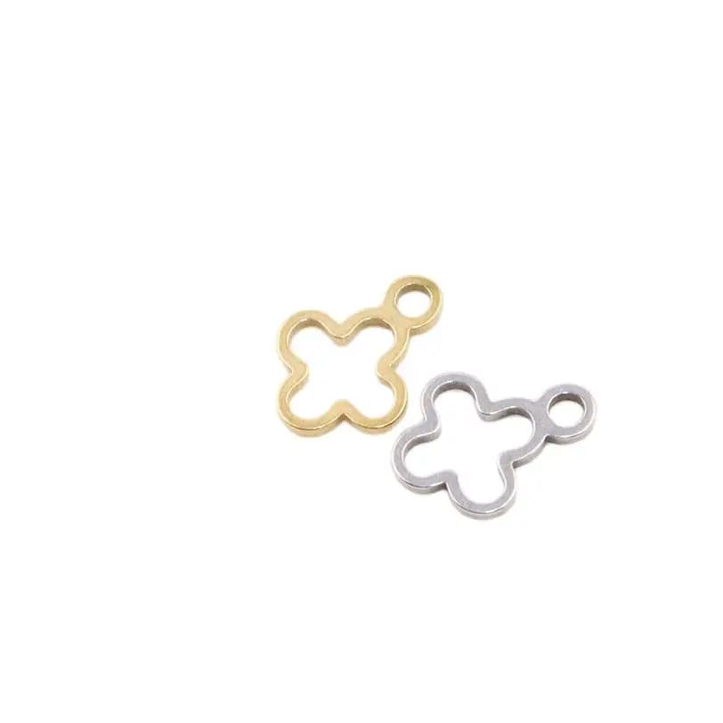 10 pièces 12mm en gros en acier inoxydable de haute qualité fleur pendentif à breloques collier à faire soi-même boucles d'oreilles Bracelets ne se décolore pas 2 couleurs