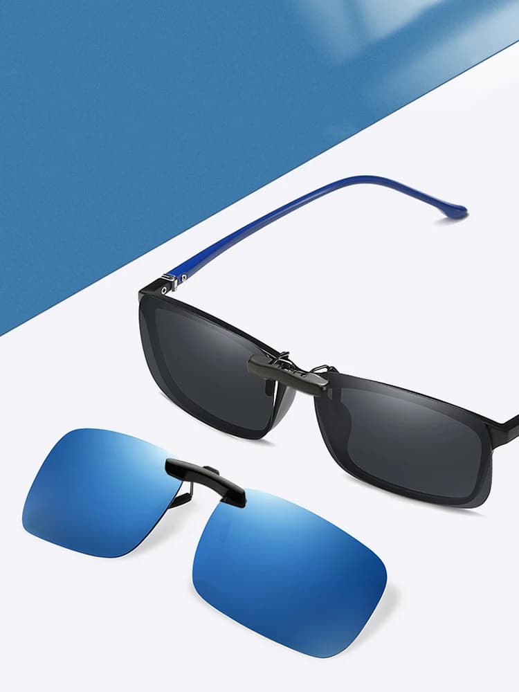 VIVIBEE Clip sur lunettes de soleil pêche polarisées UV400 hommes cadre carré lentille lunettes de soleil femmes Vision de jour et nocturne lunettes de conduite