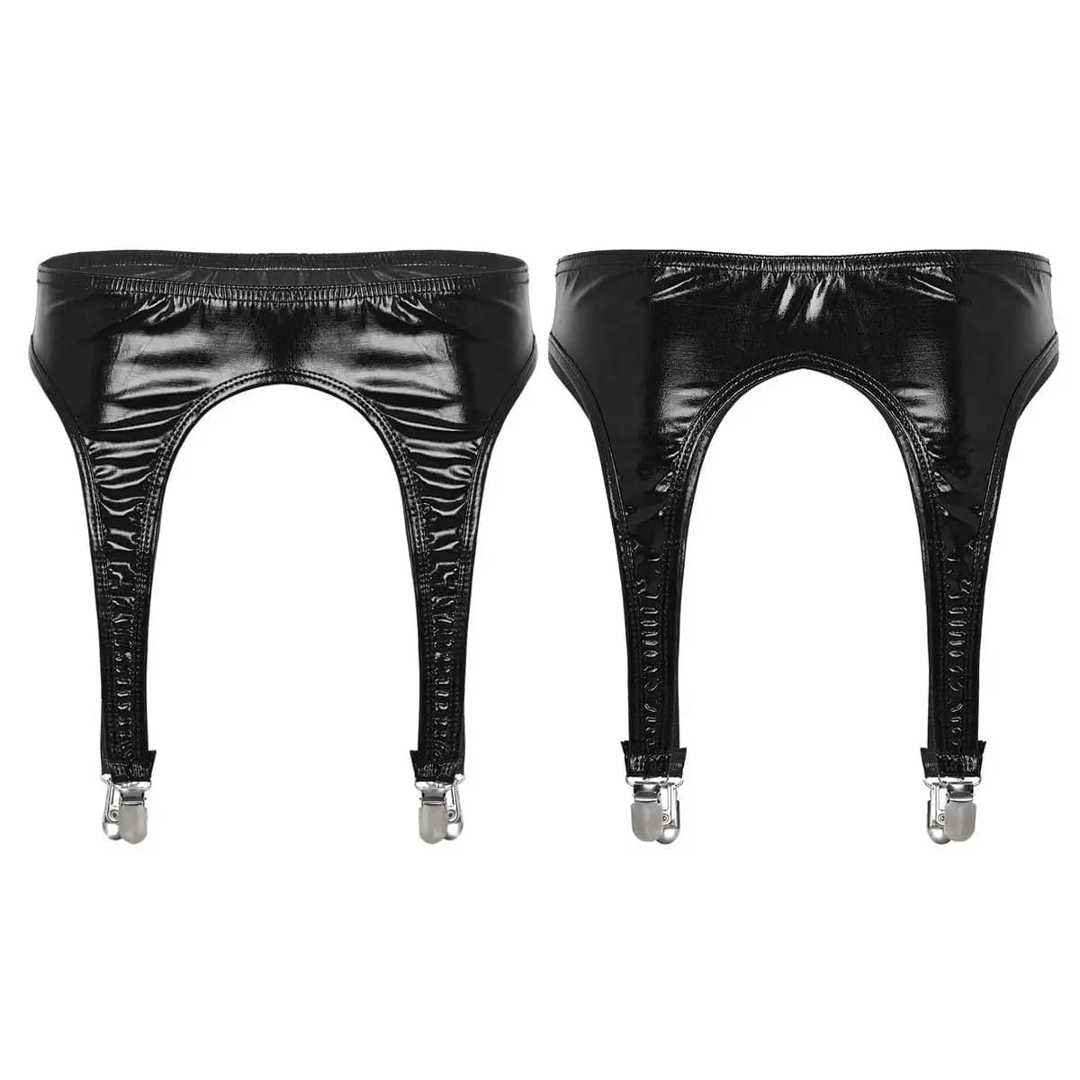 Porte-jarretelles métallique brillant à taille élastique pour femme, porte-jarretelles avec quatre clips en métal pour bouche de canard, ceinture pour bas de cuisse