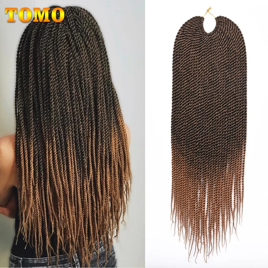 TOMO-Tresses sénégalaises torsadées au crochet, 30 racines, petites extensions de cheveux tressés synthétiques pour femmes, cheveux torsadés ombrés, 14 po, 18 po, 22 po