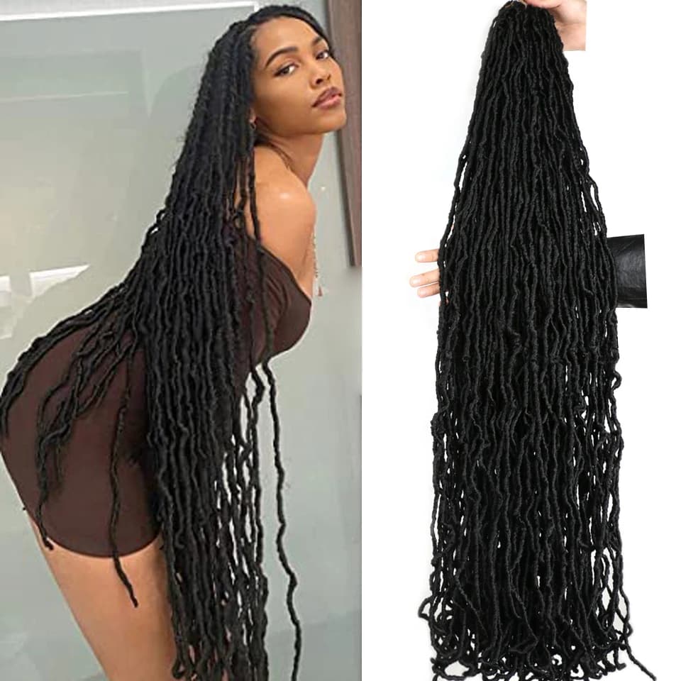 18 24 36 Pouce Faux Locs Crochet Hair Dreadlocks Ginger Burgundy 350 Ombre Blonde Colors Faux Locks Crochet Hair Pre Looped Soft Locs Fausse Locks cheveux Femme Mèches Pour Crochet Braid for Black