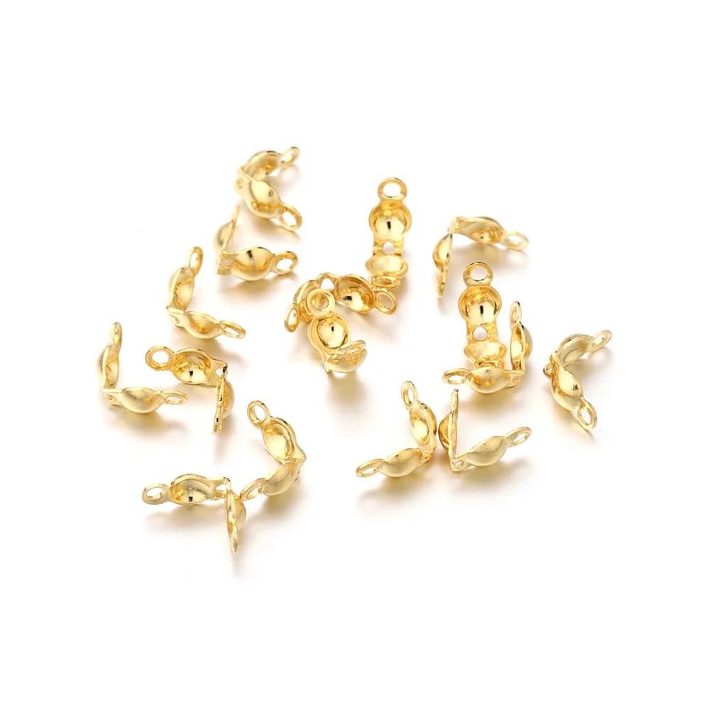 Fermoir de connecteur en acier inoxydable, 100 pièces/lot, chaîne à billes en or, extrémité de Calotte, connecteur de perles à sertir pour bricolage, fournitures de fabrication de bijoux