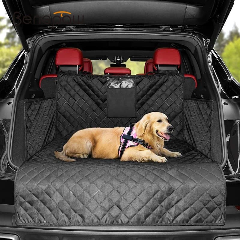 Benepaw Housse de siège de voiture pour chien, résistante à l'usure, pour coffre de SUV, imperméable, portable, durable, protège le véhicule, facile à installer