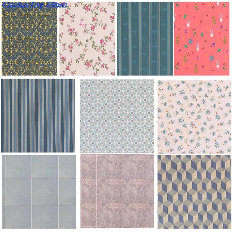 Papier Peint Mignon A4 de 21x30cm pour Maison de Course, Accessoire de Décoration pour Cuisine, Salon, Chambre à Coucher, DIY, 1:12
