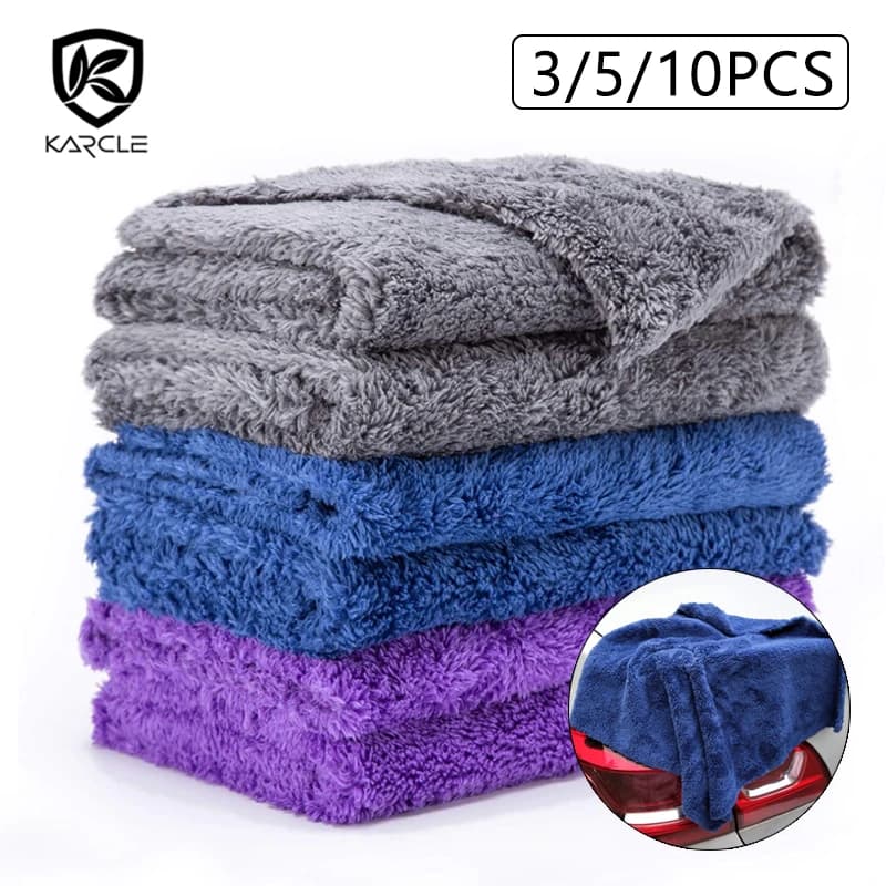 3/5/10 pièces de Lavage de Voiture Microfibre Serviette Nettoyage de Voiture De Séchage Chiffon De Polissage Doux Sans Bord Voiture Fartage Serviette 40X40CM 350GSM microfibre voiture nettoyage