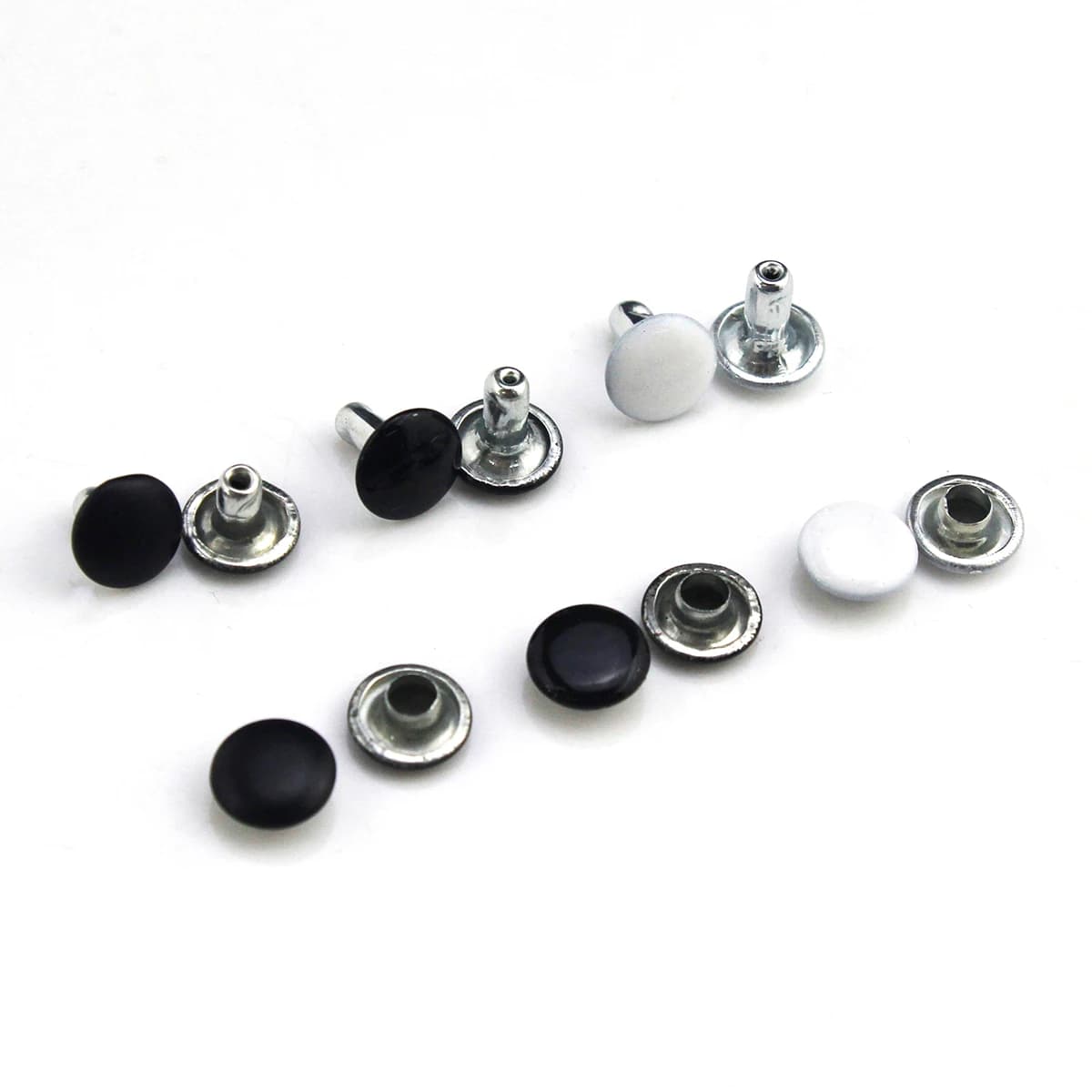 100 ensembles 6/8mm métal Double capuchon Rivets goujons noir blanc tête ronde en cuir artisanat sac ceinture vêtements chapeau chaussures collier pour animaux de compagnie décor