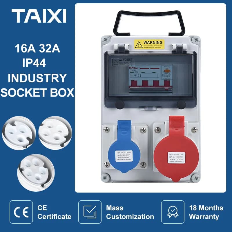 Boîte de distribution murale extérieure étanche pour usage industriel, avec disjoncteur MCB et interrupteur RCBO, 220V 380V 16A 32A, alimentation et charge