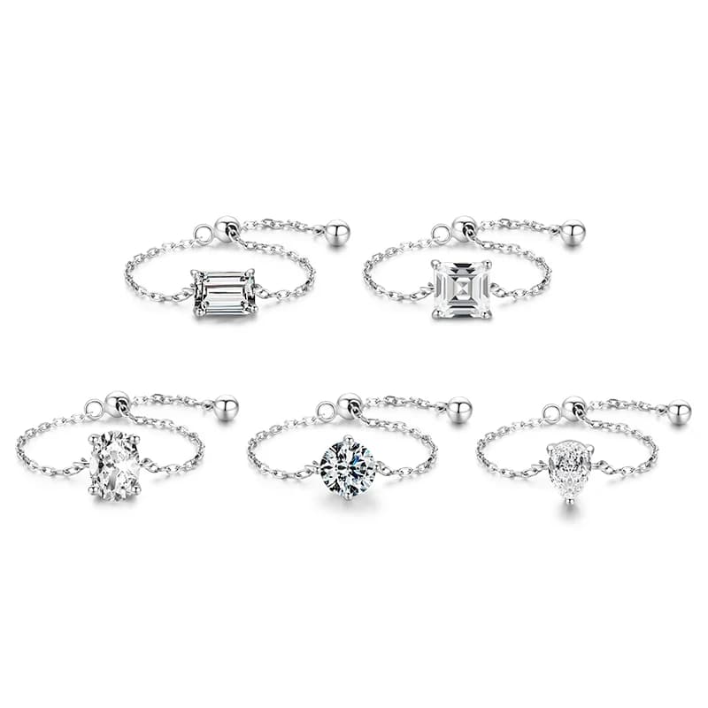 Modian 5 Style clair CZ lien chaîne anneau à la mode 925 en argent Sterling réglable charme couleur or anneaux pour les femmes bijoux de mariage