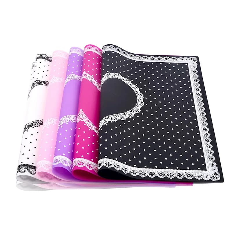 Coussin en Silicone Lavable et Pliable pour la Pratique de Manucure, Table en Dentelle, Polymères, Nail Art, 5 Documents, 30x40 cm