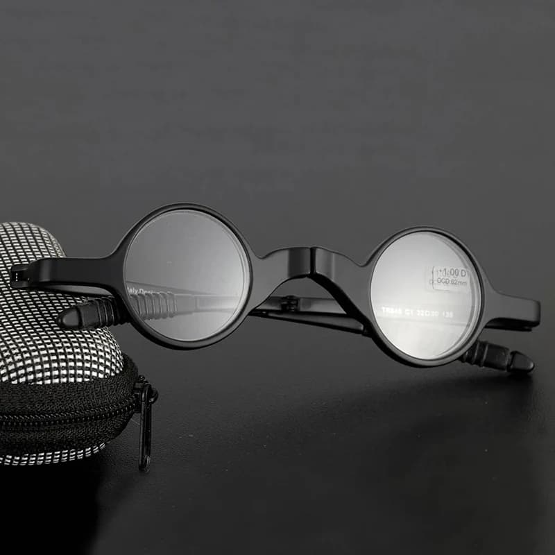 Lunettes de lecture pliantes pour hommes, noires, petites, rondes, opitales, Ultra légères, portables, avec étui, TR90, nouvelle collection