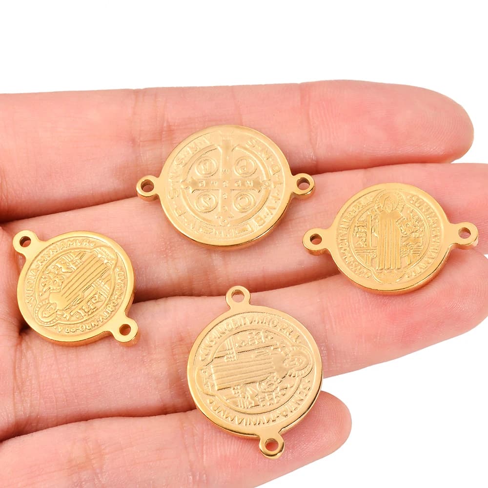 Breloque de jésus en acier inoxydable, 5 pièces/lot, mode catholique chrétienne, pour bijoux, connecteurs à deux trous, fabrication d'accessoires religieux