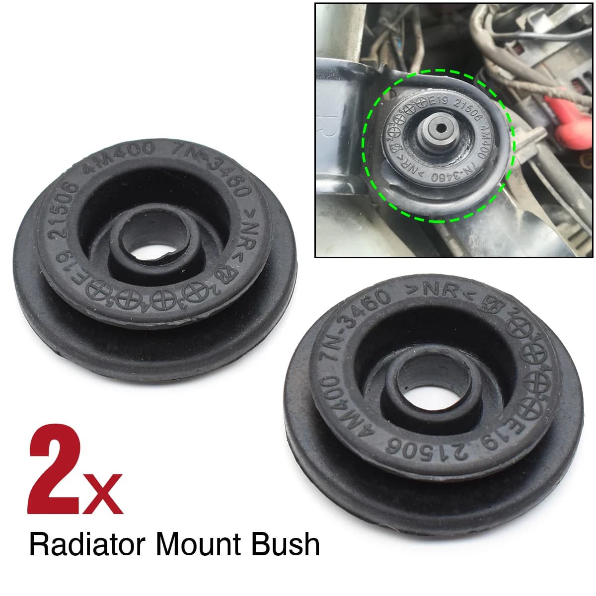 Douille en caoutchouc pour montage de radiateur de voiture, 2 pièces, pour Nissan CUBE Z11 JUKE F15 Micra K12 MURANO Z50 Z51 NOTE E11 Sunny B15 N16 Teana J31 J32
