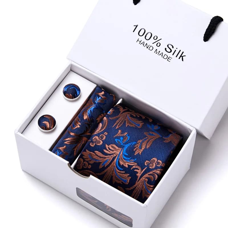 Ensemble de mouchoirs floraux rayés pour hommes, marque 100%, coffret cadeau, bureau, fête classique, mariage, 7.5cm