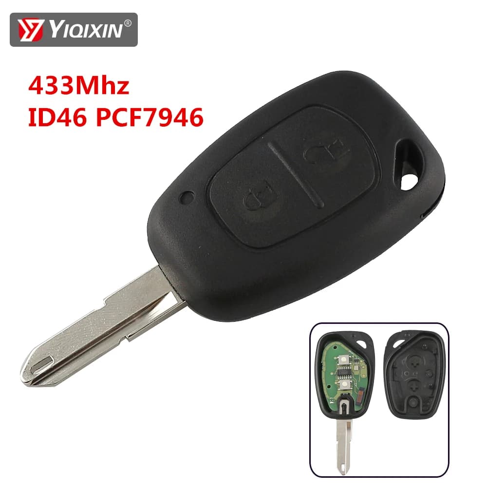 YIQIXIN clé à distance à 2 boutons pour Renault trafic principal Kangoo Nissan Interstar Primastar pour Vauxhall Opel Vivaro ID46 puce