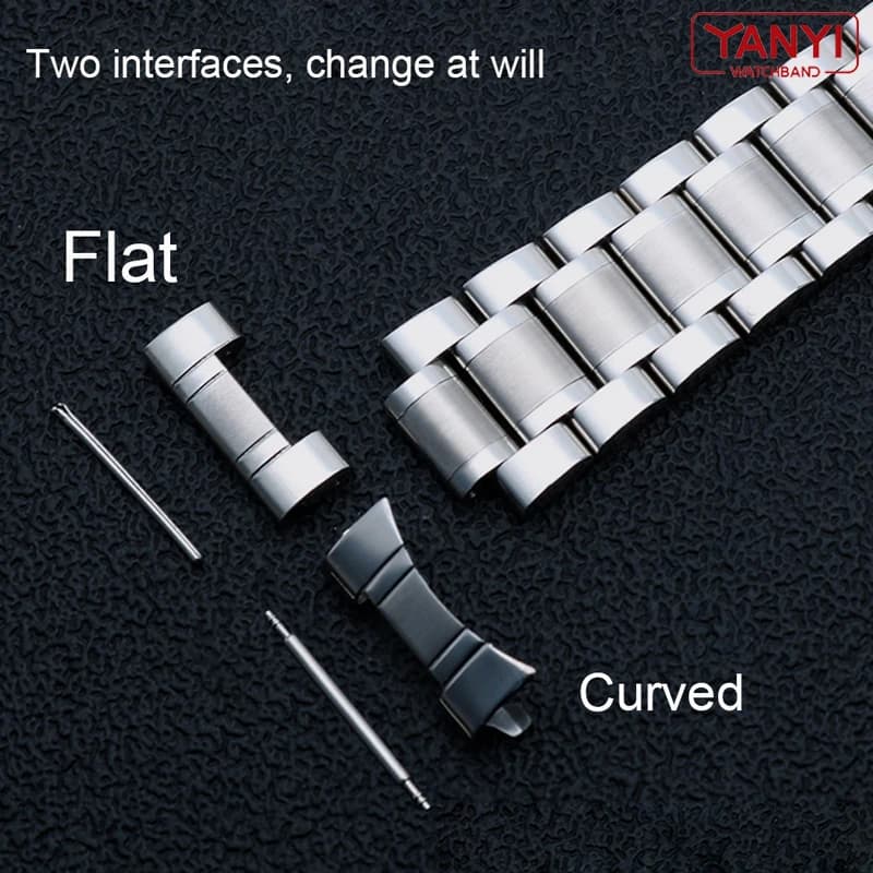 Bracelet de montre en acier inoxydable à extrémités courbées, bracelet de montre en métal 14mm 15mm 16mm 17mm 18mm 19mm 20mm 21mm 22mm 23mm 24mm