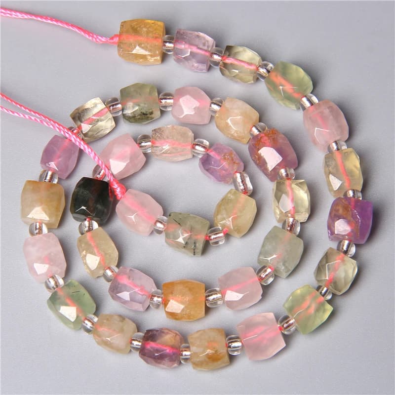 Améthystes à facettes naturelles Citrines Prehnit Rose Quartz mixte perles de cristal charme pour la fabrication de bijoux en gros 8 10 12x16mm