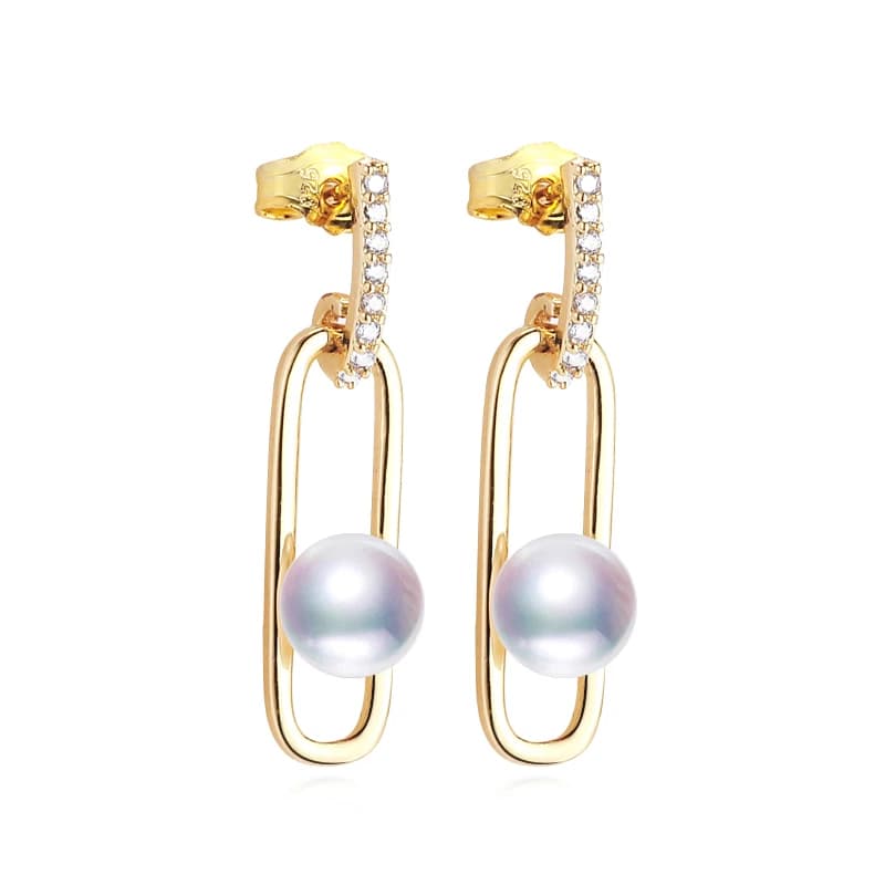 ZHBanktop UINI-Boucles d'Oreilles en Perles d'Eau Douce, Plaqué Or 14k, Style Rectangle, Accessoires de Boucles d'Oreilles, Bijoux pour Femme