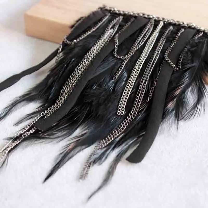 Épaulettes à franges en métal imbibé de plumes, accessoires vestisens, chaussures décoratives, robe initiée