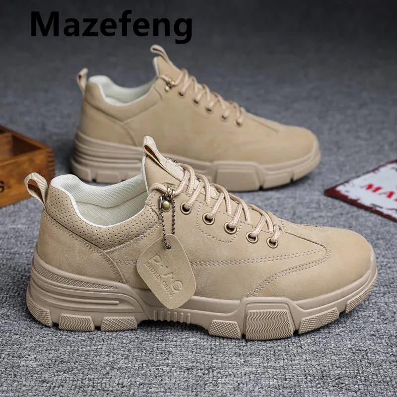 Chaussures montantes en cuir PU pour hommes, chaussures décontractées, confortables, noires, printemps, 39-44