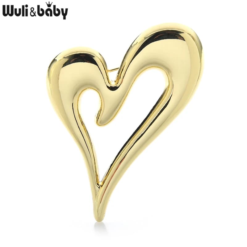 Wuli & baby 3 couleurs coeur broches métal conception Simple coeur amour femmes unisexe broche broches cadeaux