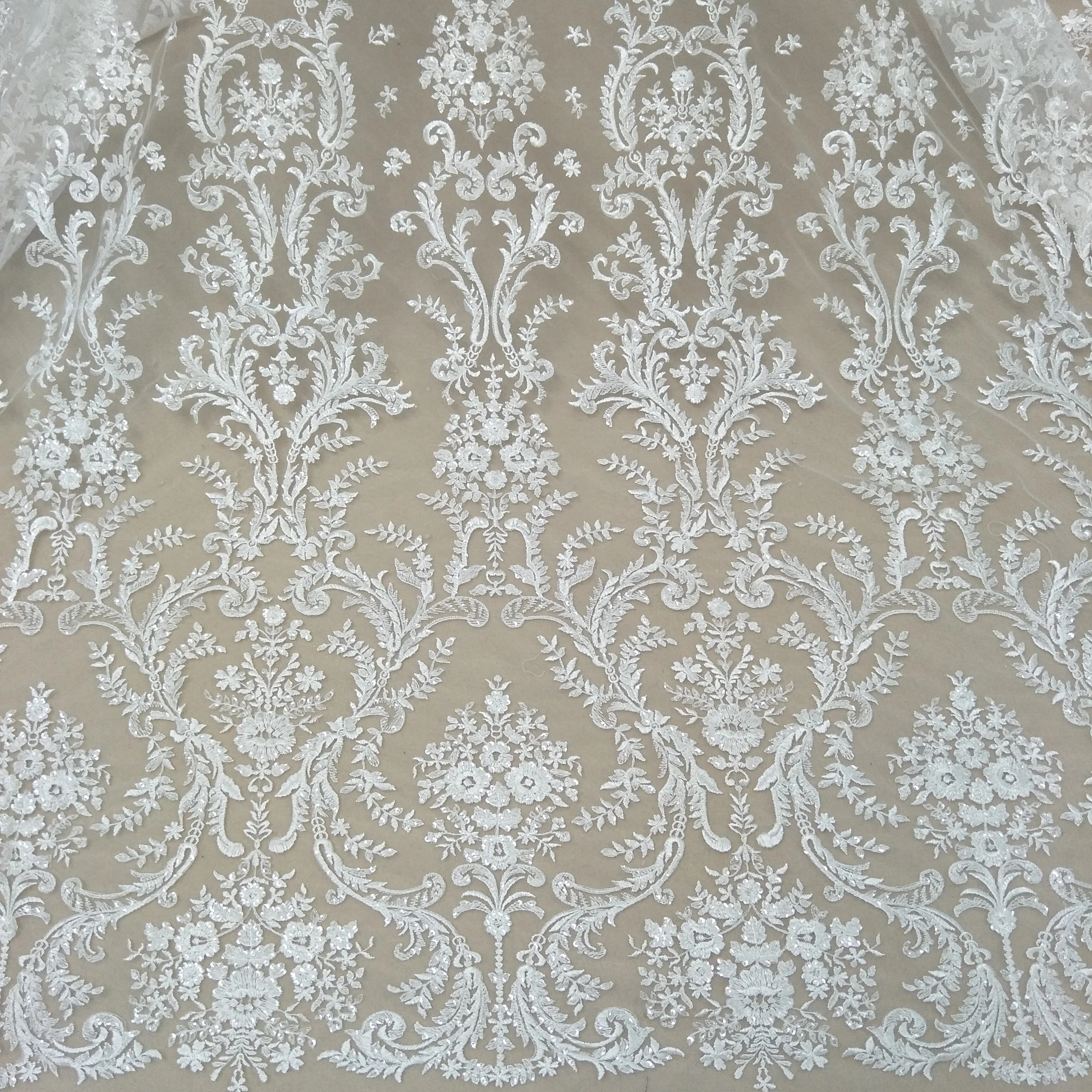 Tissu en dentelle pour robe de mariée, tissu ivoire, mode, Dubaï, largeur 130 cm