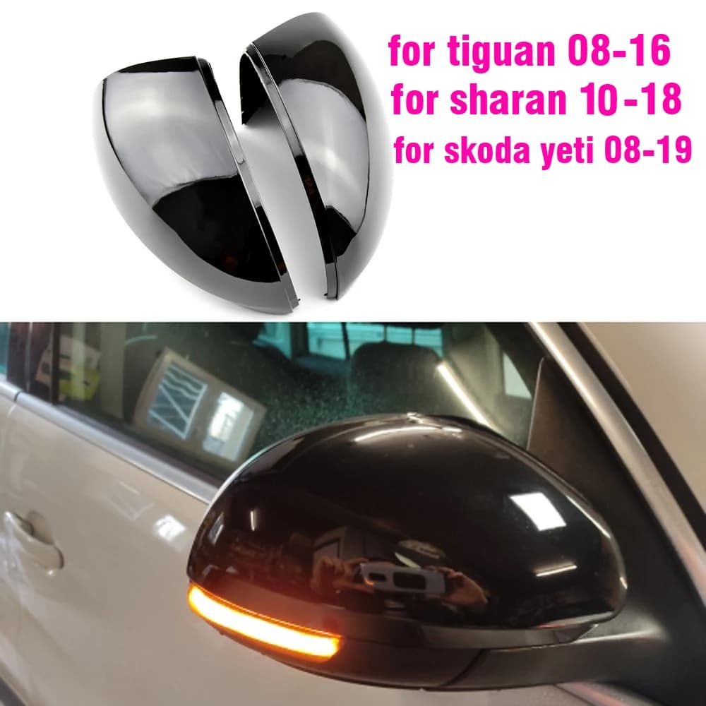 Couvercle de rétroviseur latéral en fibre de carbone, noir brillant, pour VW Tiguan 2008-2016, pour Sharan 2012-2018, pour Skoda Yinous 2008-2019