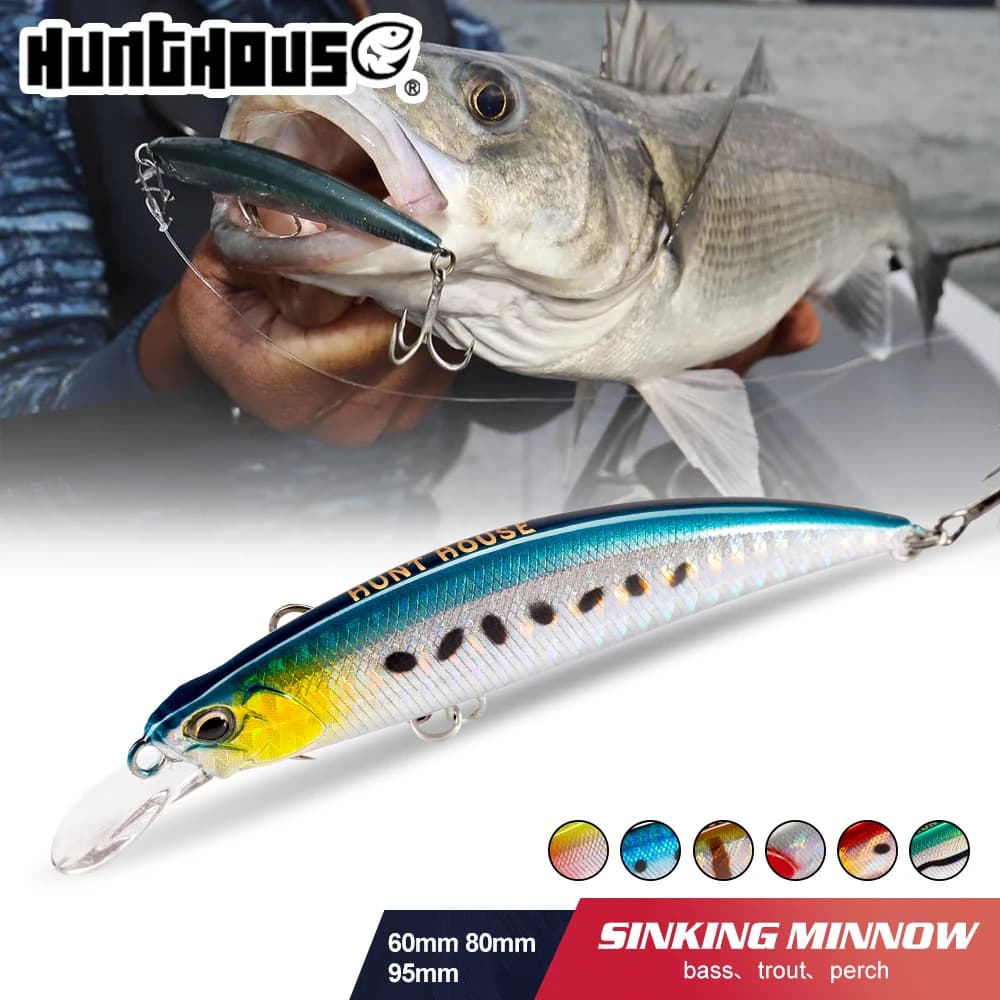 Hunthouse Spearfead Ryuki Minnow leurre 60mm/7g 80mm/13g 95mm/16g Wobbler coulant longue coulée Trou perche basse pêche appât dur