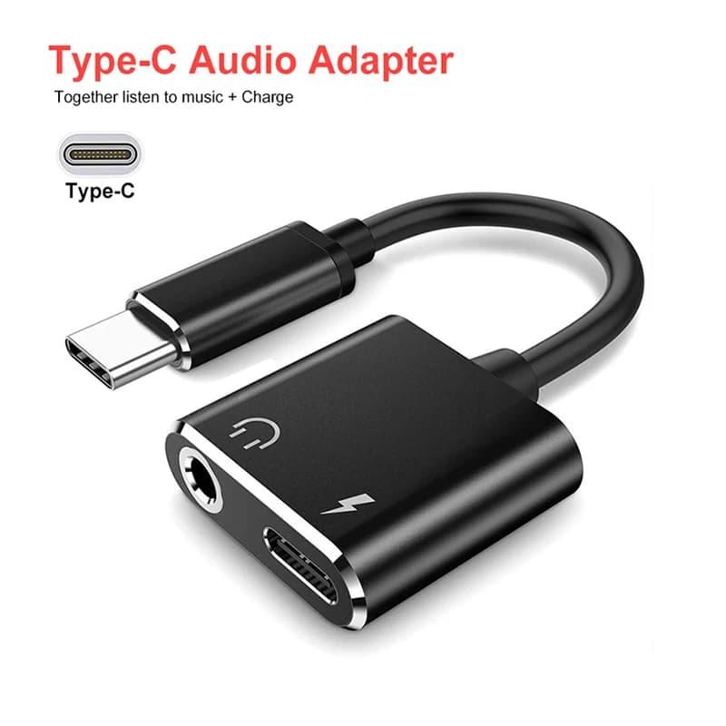 Convertisseur de charge 2 en 1 pour écouteurs Xiaomi Huawei Mate 20, Type C à Jack 3.5mm, adaptateur séparateur de charge Audio