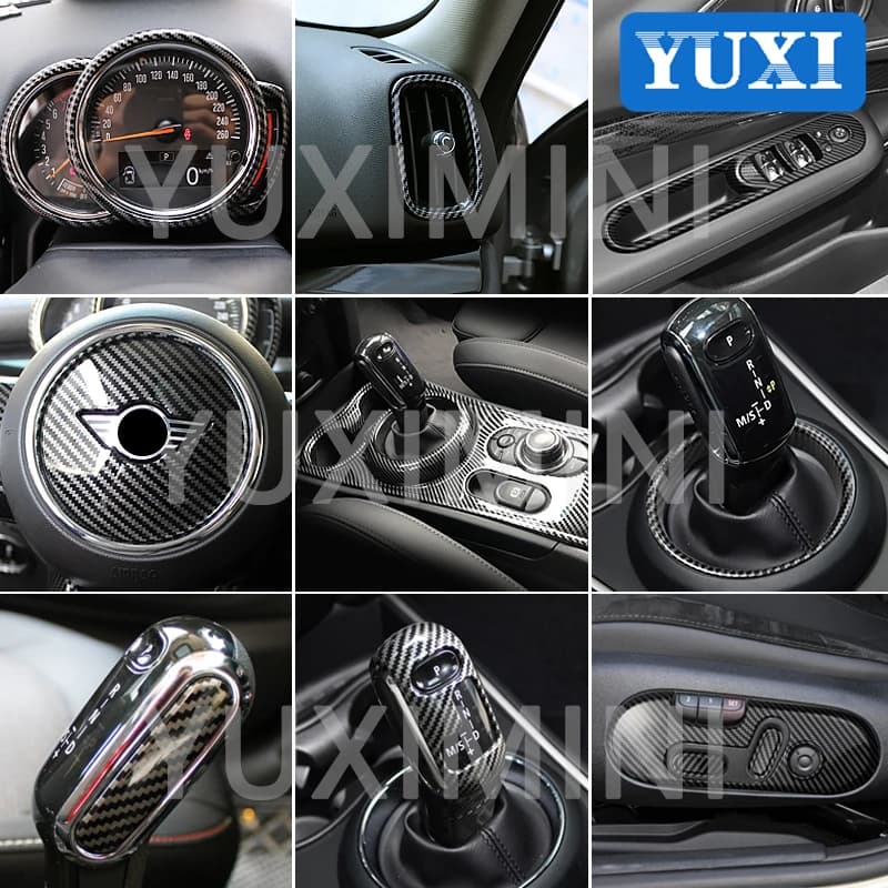 Autocollants de Style Fiber de carbone, accessoires de Modification intérieure de voiture, autocollants pour BMW MINI ALL4 Cooper F54 F55 F56F57 F60 Countryman