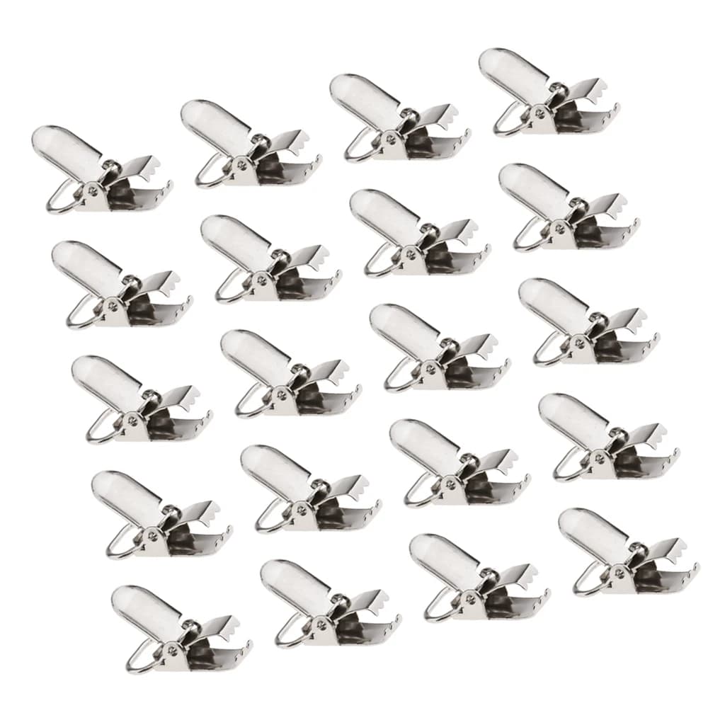 Clips de Sucette en Métal Argenté pour Bébé, Porte-sangle, Crochets Artisanaux, Outil de Couture, 28x10mm, 20 Pièces/Lot