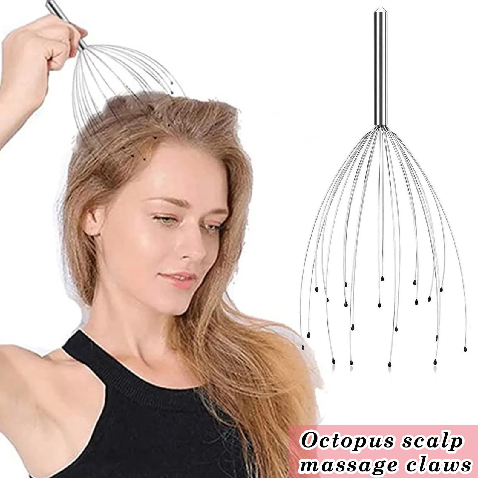 Masseurs de cuir chevelu Massage de la tête de poulpe Gratte-gâtres à 20 griffes en acier inoxydable pour une Relaxation profonde Stimulation de la croissance des cheveux Soulagement du stress
