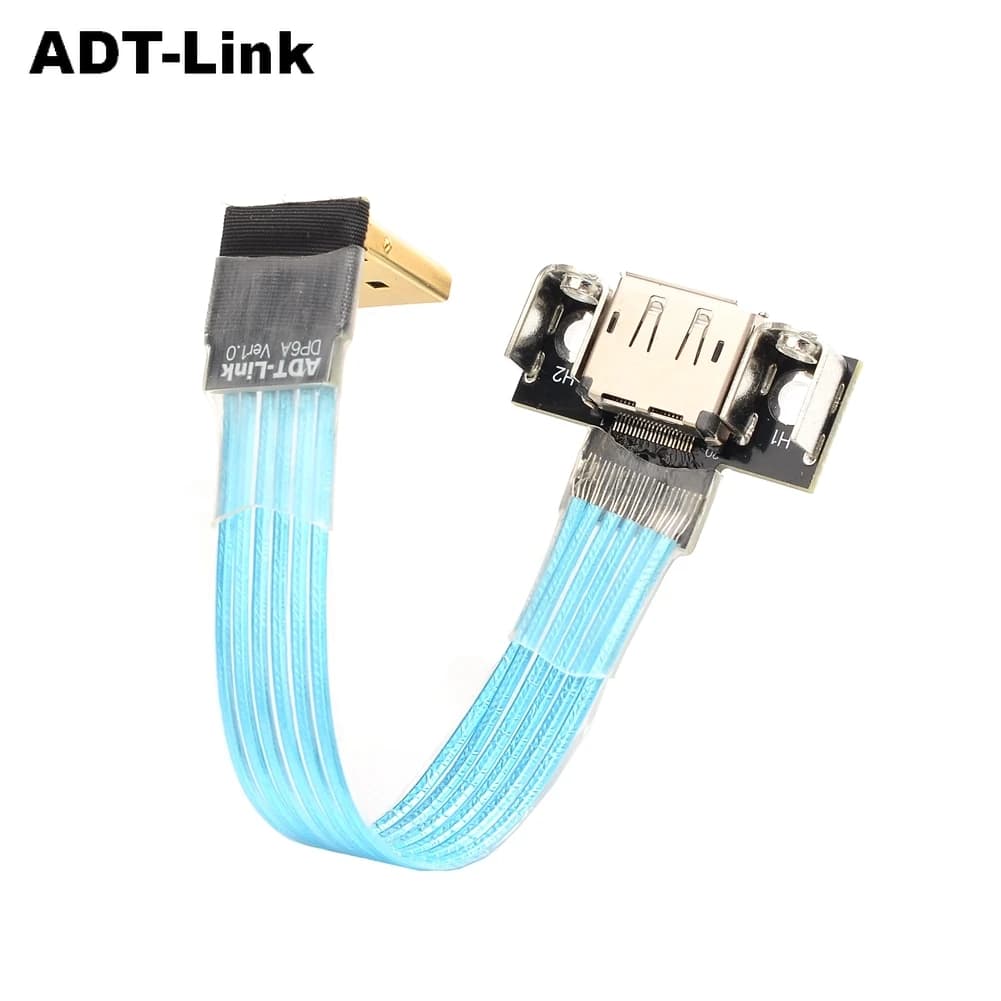 Câble d'extension de ruban Displayport mâle-femelle, blindage en métal plat, adaptateur FPC DP vers DP, angle résistant à 90, version 1.2 et 1.4, le plus récent
