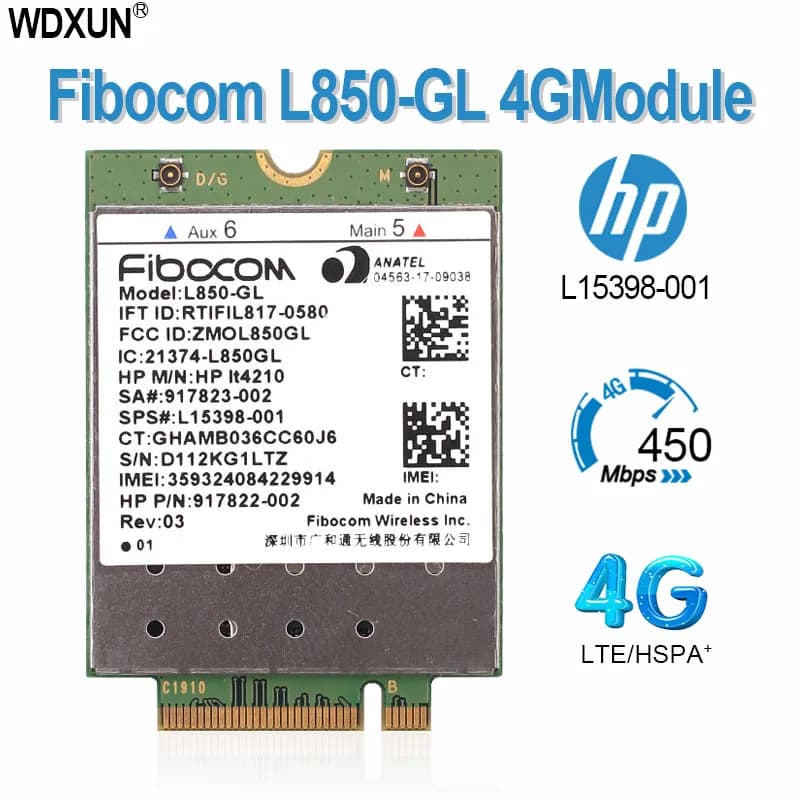 L850-GL L850 pour carte sans fil hp lt4210 fibocom L15398-001 xmm 7360 module mobile wwan 4g lte neu pour probook 430 440 450