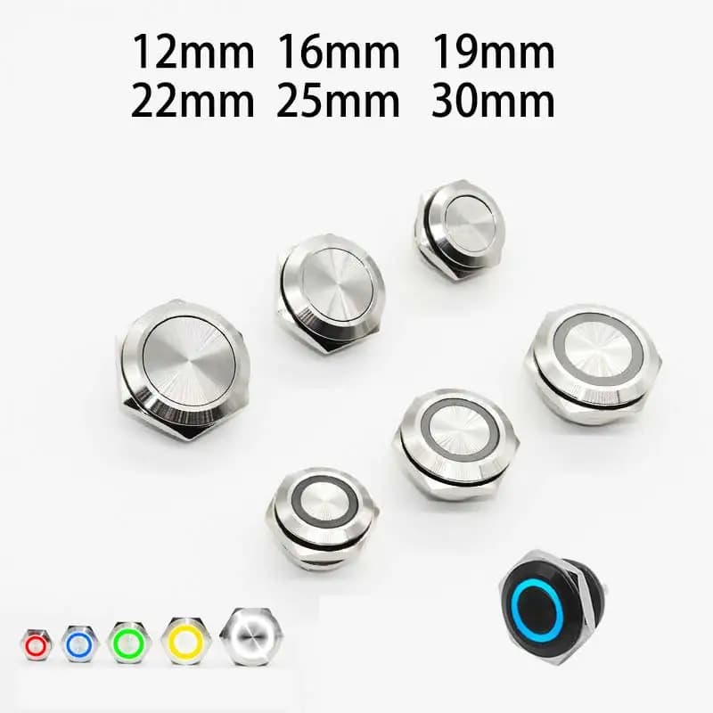 Interrupteur à bouton-poussoir miniature électrique étanche 12V LED à pression momentanée, micro-interrupteurs 220V 24V pour maison intelligente 12mm