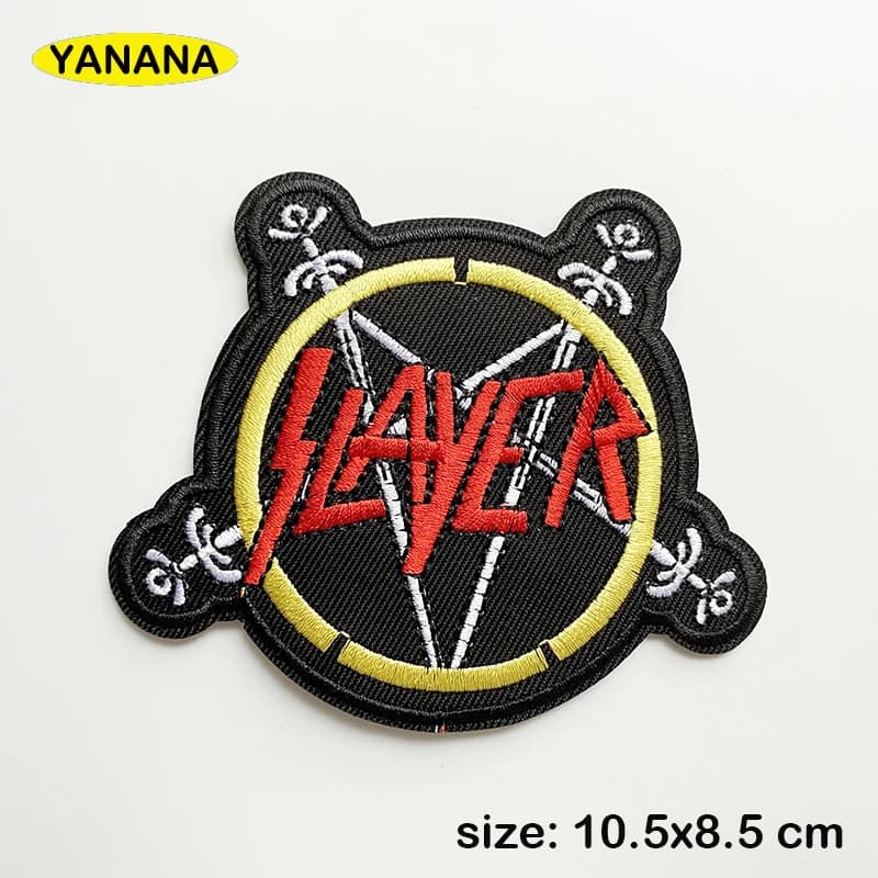 Slayer rock patchs pour vêtements bricolage rayures mots écrits autocollant vêtements autocollants vêtements accessoire de vêtement
