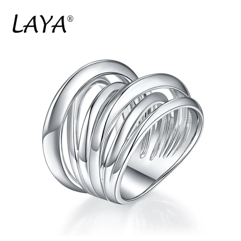 LAYA – bague rétro multicouche en argent Sterling 925 pour hommes, Design croisé à la mode, polissage ordinaire, bijoux tendance 2022