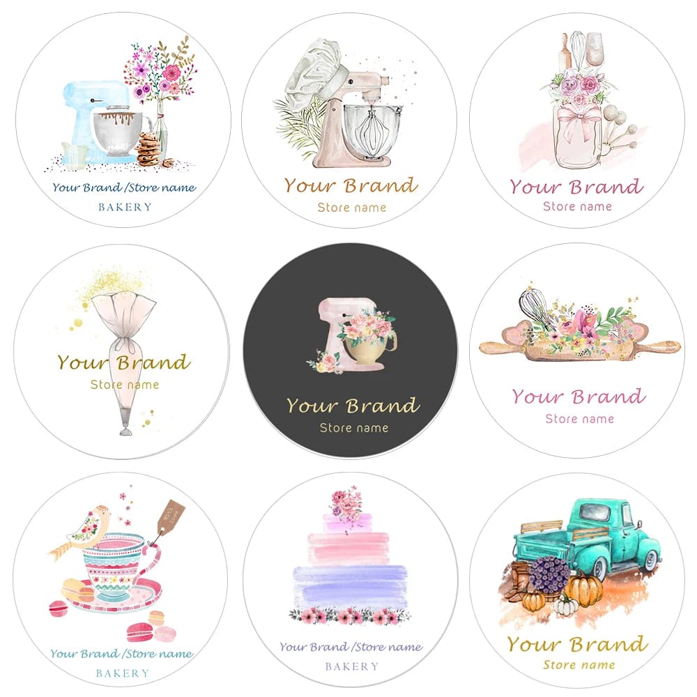 Autocollants de cuisson personnalisés, étiquettes de nom de boulangerie, décoration de boîte-cadeau, pour mariage, fête d'anniversaire, décor de réception-cadeau pour bébé, DIY bricolage