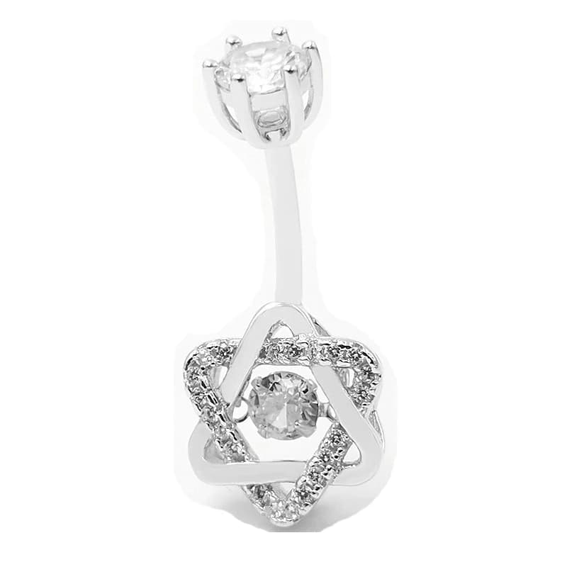 Piercing Triangle en argent Sterling 925 avec Zircon en forme d'étoile de David, Piercing pour le nombril, anneaux pour le ventre, bijoux tendance, tige longue de 6 MM