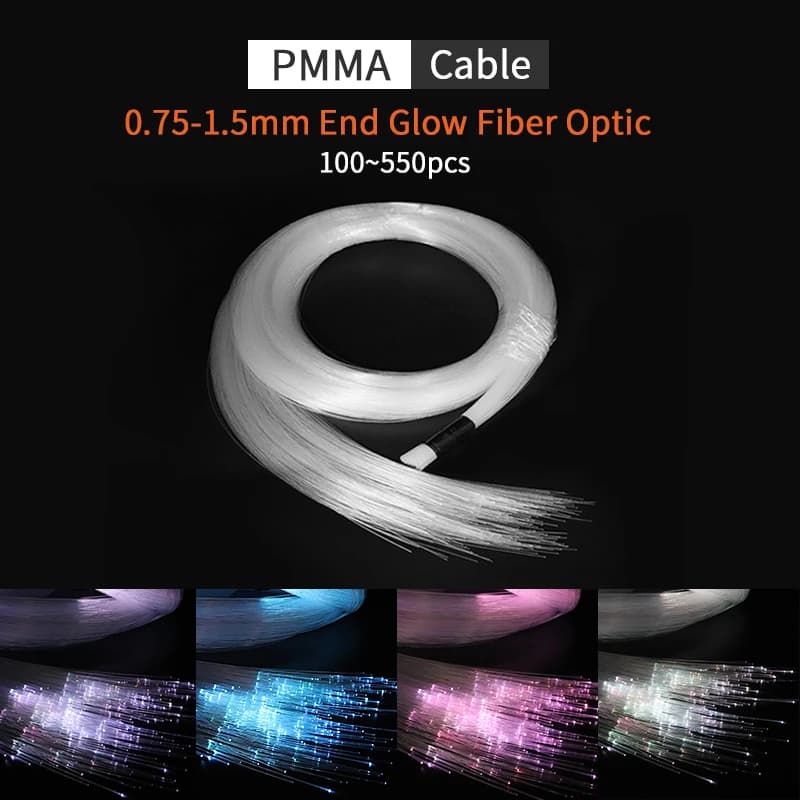 Câble à fibre optique à éclairage final 0,75 mm 2m/3m/4m, câble PMMA pour éclairage ciel étoilé, éclairage de plafond étoilé pour décoration intérieure de voiture et de maison