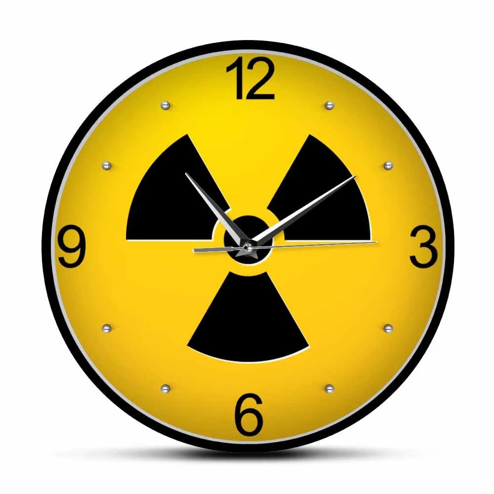 Horloge murale à Quartz silencieuse avec signe de rayonnement, montre suspendue avec Logo de Danger, horloge à symboles atomiques, cadeau de technologie à rayon X